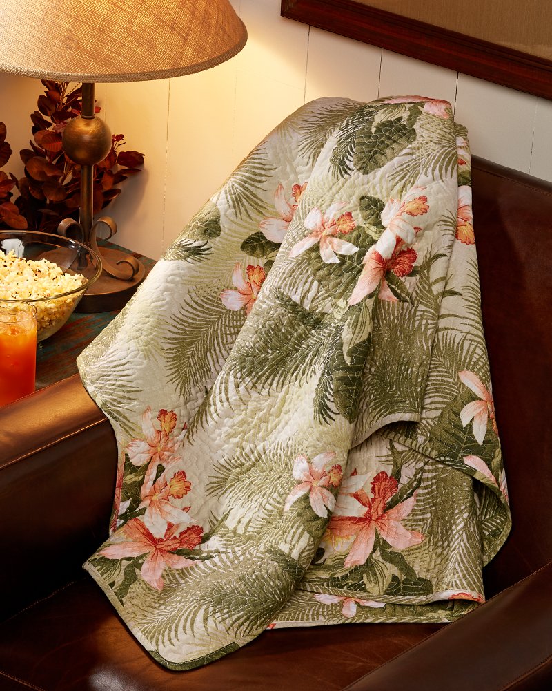 Tropical Orchid 50x60inch Reversible Quilted Throw
